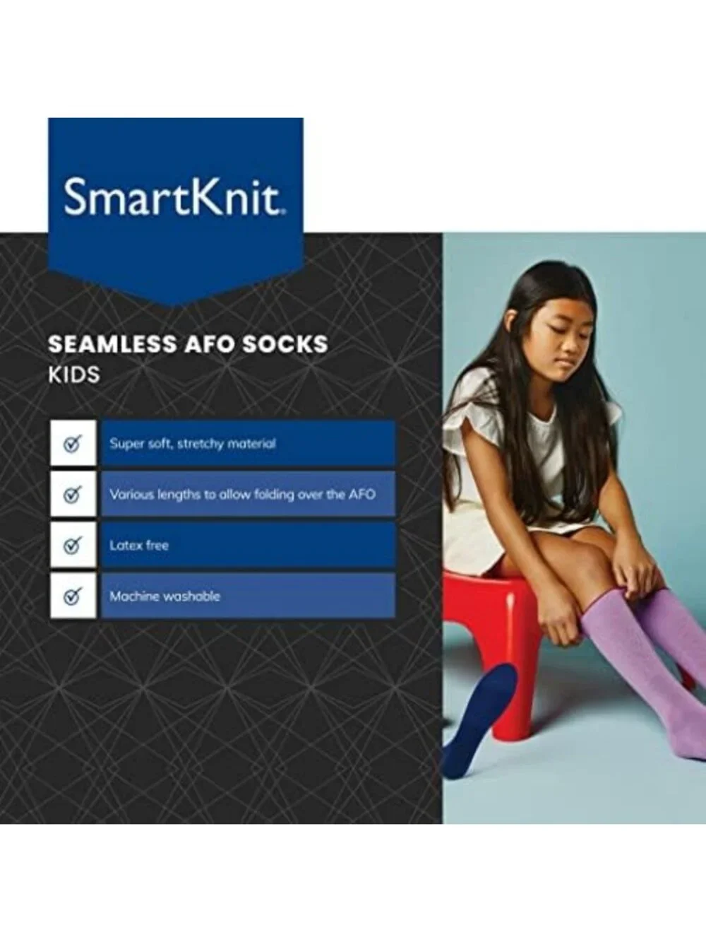 Seamless AFO Interface Socks for Kids - 3 Pack, Comfort & Support for Little